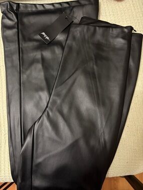 Black Faux Leather Women’s Pants - Stylish Modern Fit Flare